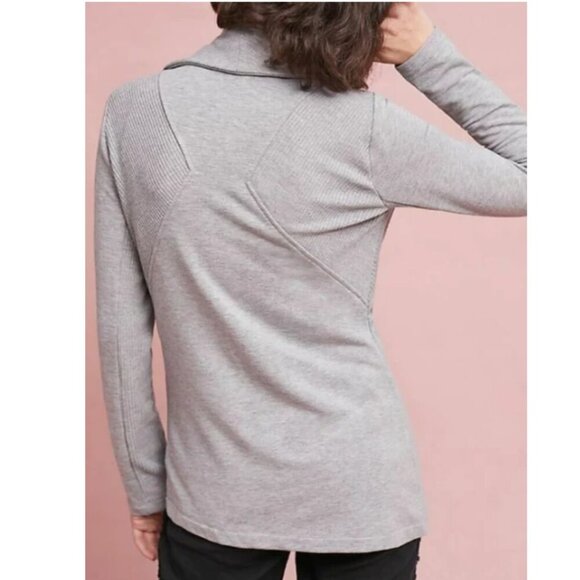 Anthropologie Moto Full Zip Sweatshirt Jacket Womens XS Extra Small Gray Stretch - Picture 5 of 7